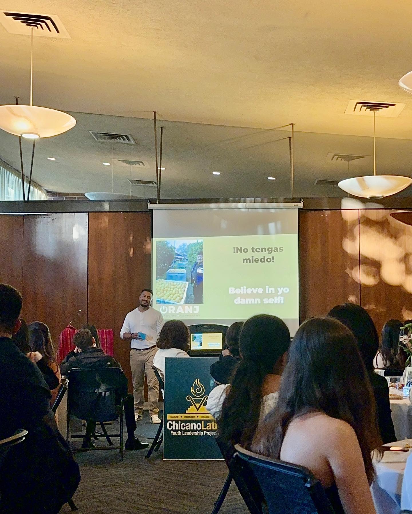 Alex Gutierrez speaking at the Chicano Latino Youth Leadership Project